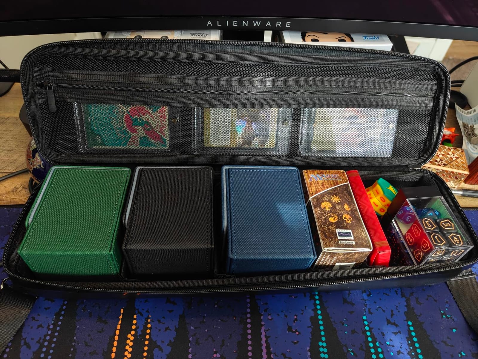 Teal Card Case for MTG Deck, Premium PU Leather Storage Box, Fits 1350+ Cards, Adjustable Velcro Dividers, Shoulder Strap customer photo 2