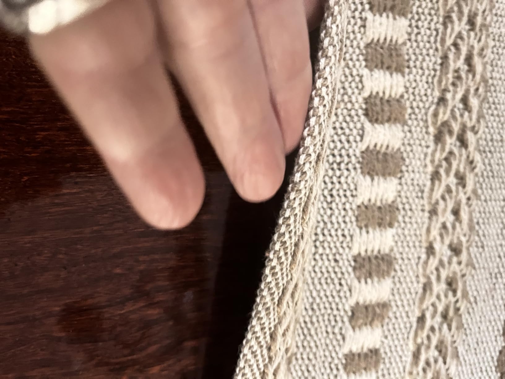 DII Farmhouse Braided Stripe Table Runner Collection, 15x72 (15x77, Fringe Included), Stone customer photo 1