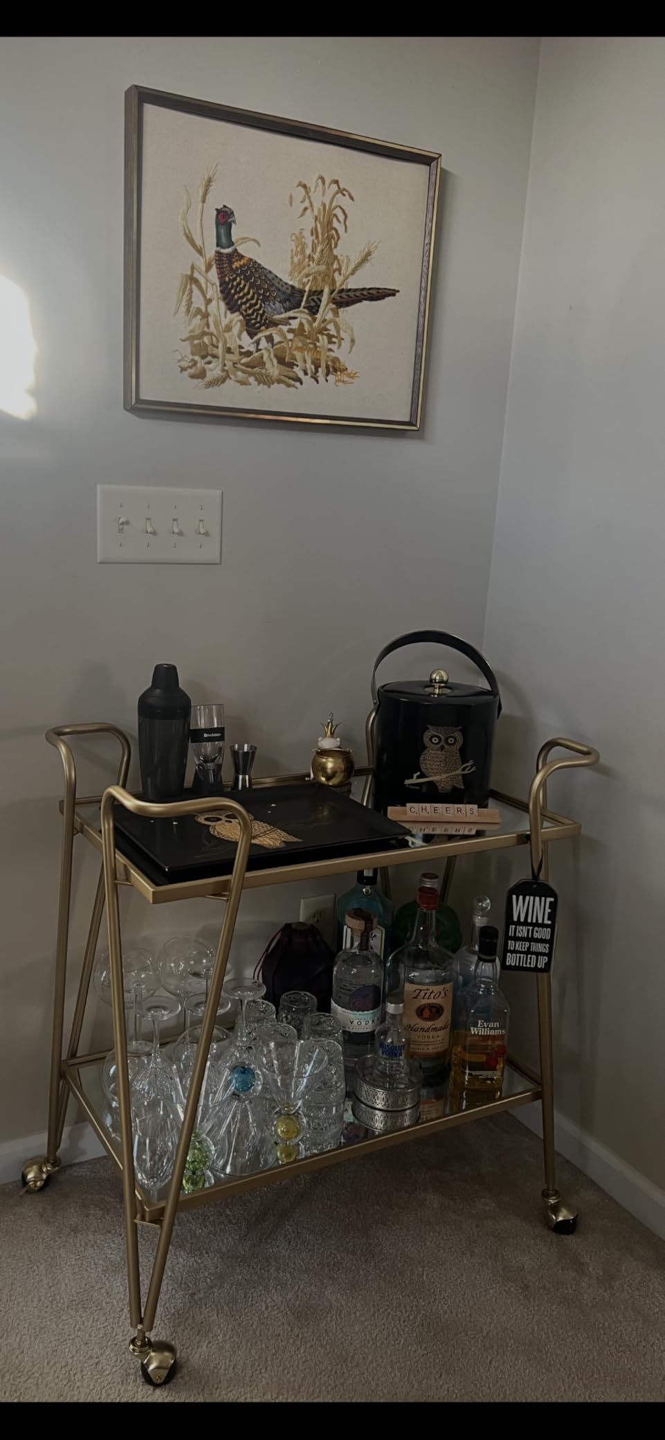 Linon Gina Mid-Century Bar Cart, Gold customer photo 1
