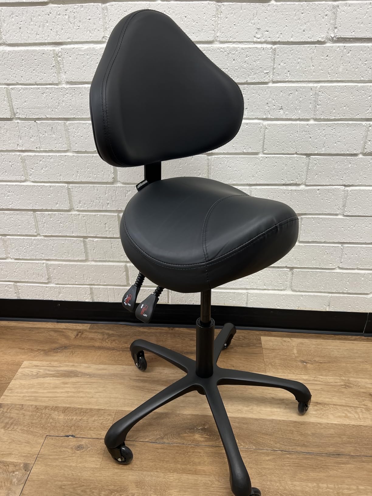 Pneumatic Swivel Rolling Saddle Chair with Wheels and Ergonomic Back Support for Hair Stylist, Dental Hygienist, Hygienic Clinic, Spa, Massage, Home, Office - 510 KOA customer photo 1