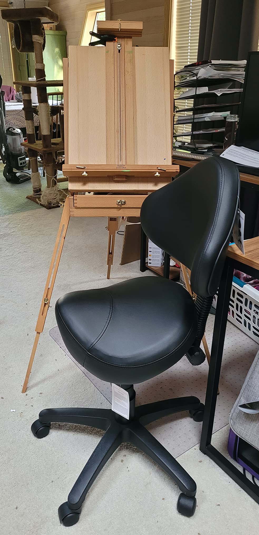 Pneumatic Swivel Rolling Saddle Chair with Wheels and Ergonomic Back Support for Hair Stylist, Dental Hygienist, Hygienic Clinic, Spa, Massage, Home, Office - 510 KOA customer photo 2