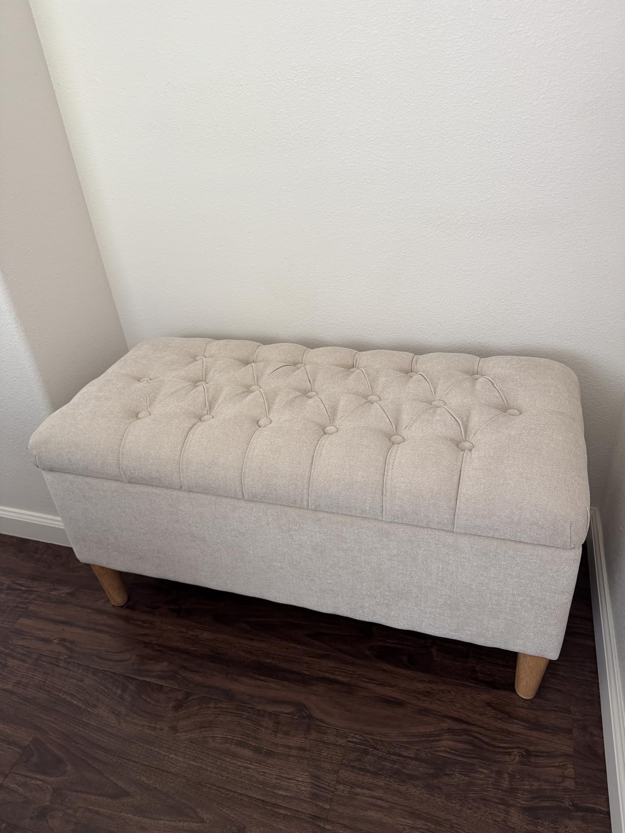 Homepop Home Decor | Tufted Ainsley Button Storage Ottoman Bench with Hinged Lid | Ottoman Bench with Storage for Living Room & Bedroom, Grey customer photo 1