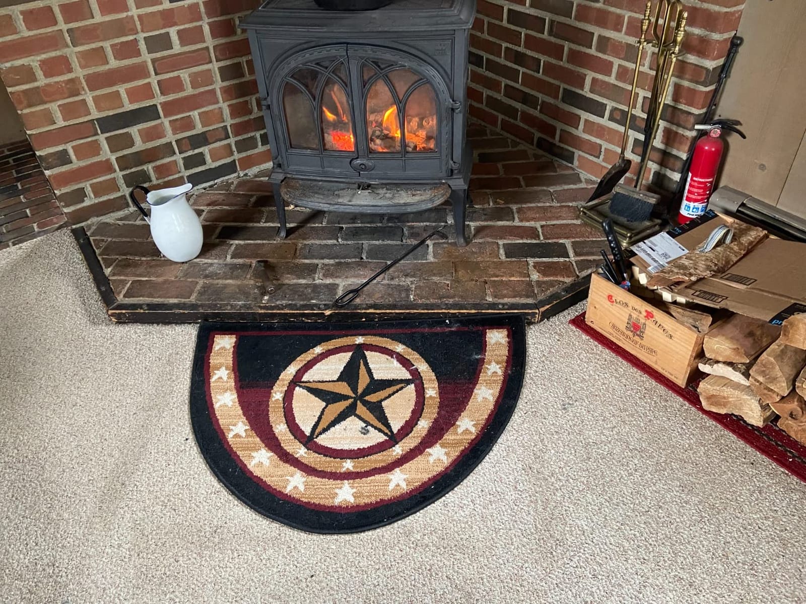 GAD Hearth Slice Fireplace Rug, Classic, Traditional, Log Cabin Decor, Accent Rug, Fire Resistant Mat, Stain Resistant, Area Rug for Bedroom, Living Room, Entryway, 2'2