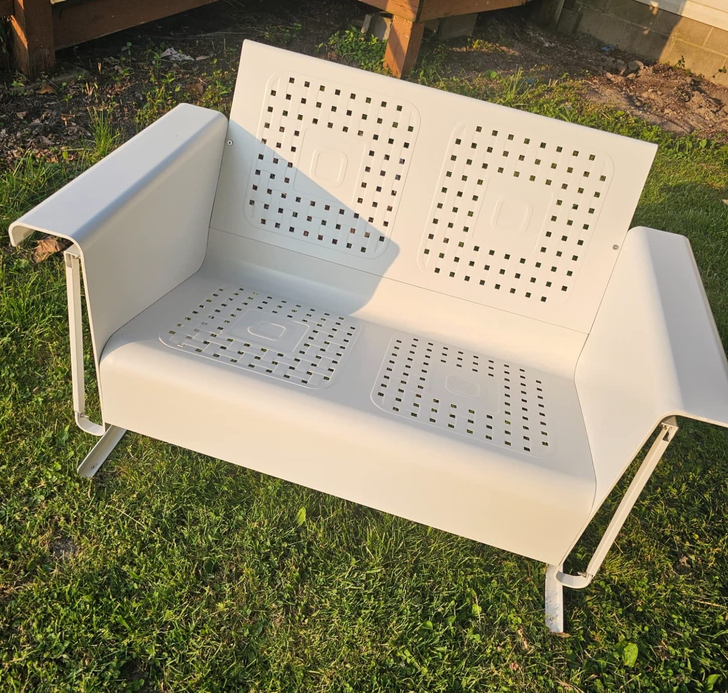 Crosley Furniture Bates Retro Metal Outdoor Loveseat Glider, 2-Person Rocking Patio Bench for Porch, Deck, Turquoise Gloss customer photo 1