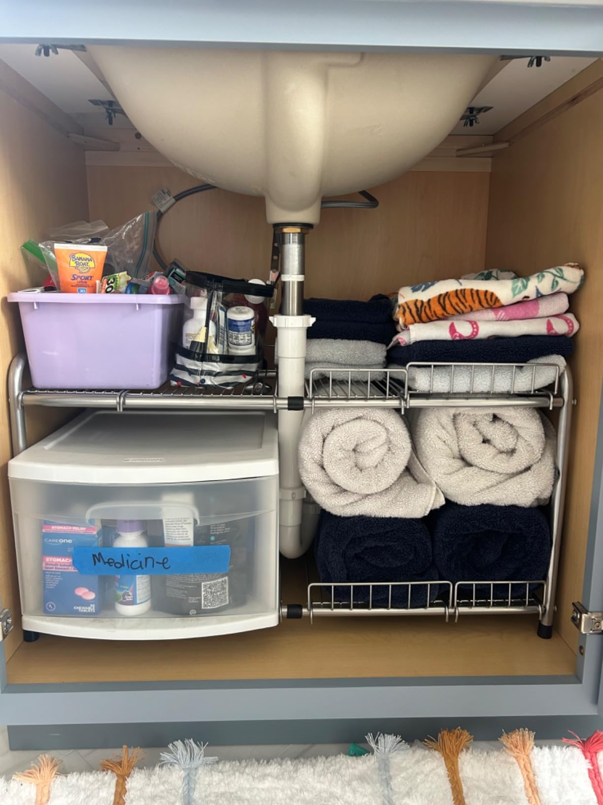 FlagShip 2 Tier Under Sink Organizers and Storage Rack Expandable Cabinet Shelf for Kitchen Bathroom Silver (17-25 inches) customer photo 2