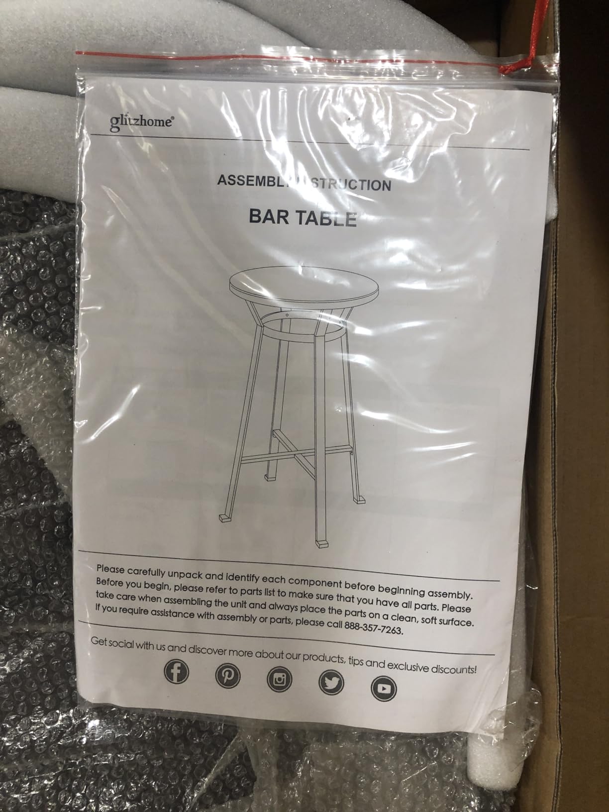 Glitzhome Round Bar Table, 41.25