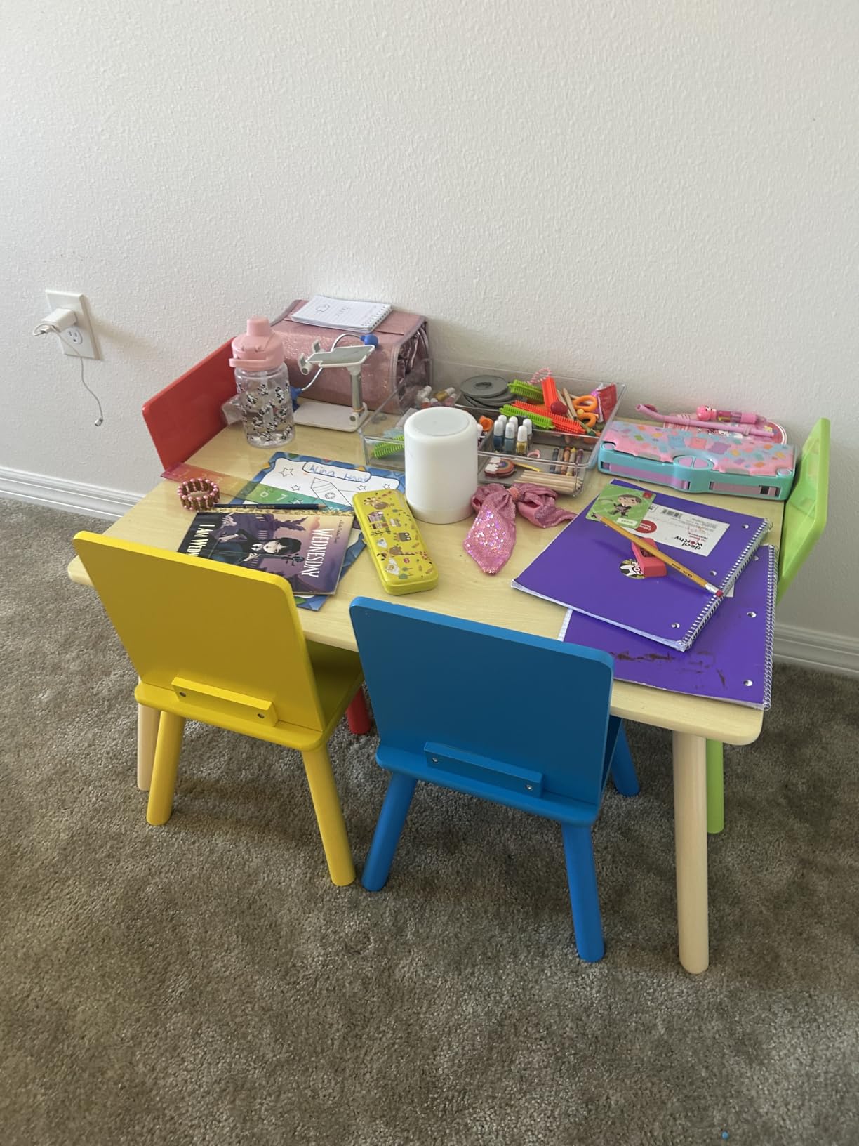Delta Children Kids Table and Chair Set (4 Chairs Included), Grey/Blue customer photo 1