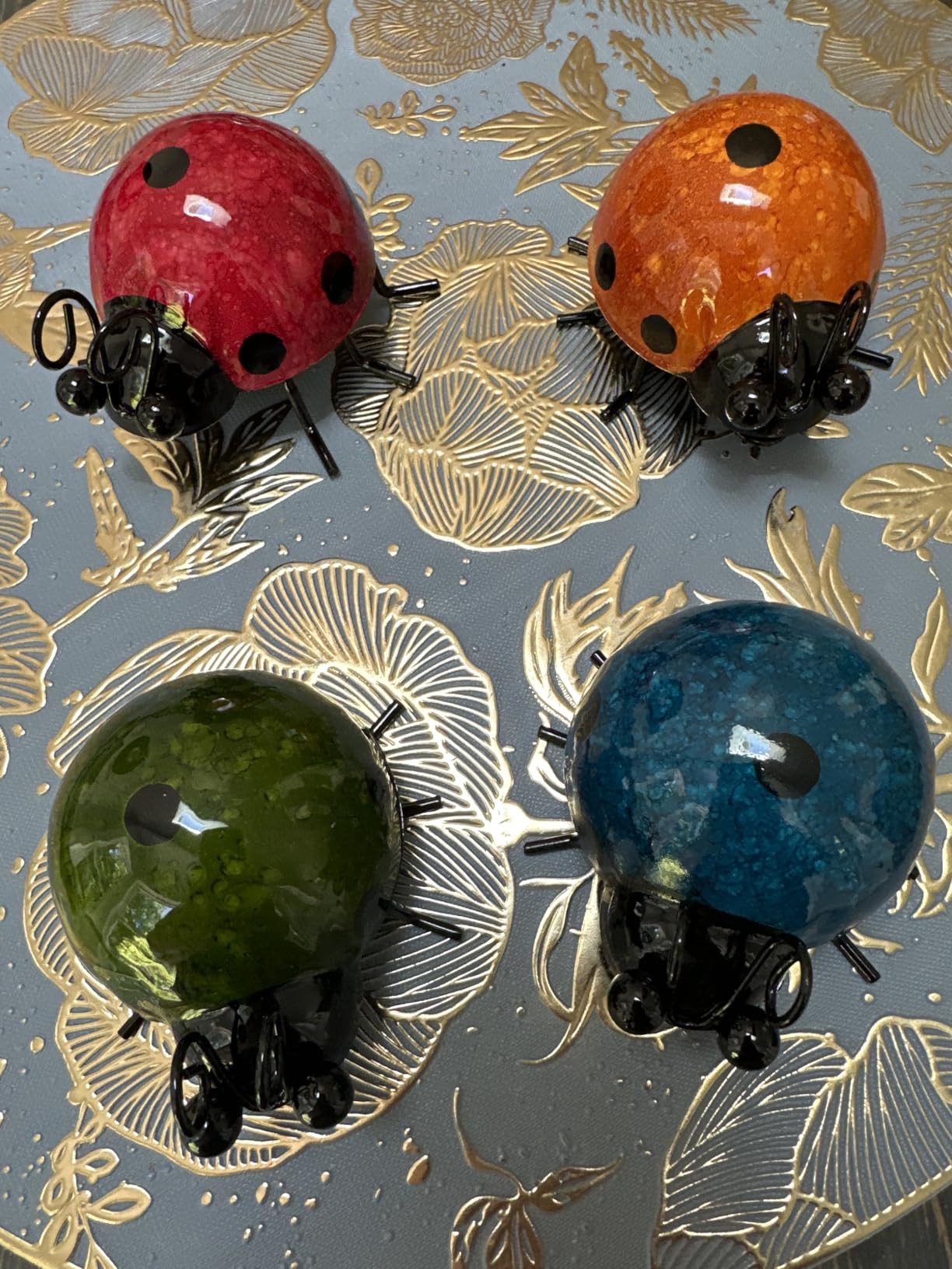 Metal Garden Wall Art Decorative Set of 4 Cute Ladybugs Outdoor Wall Sculptures customer photo 1