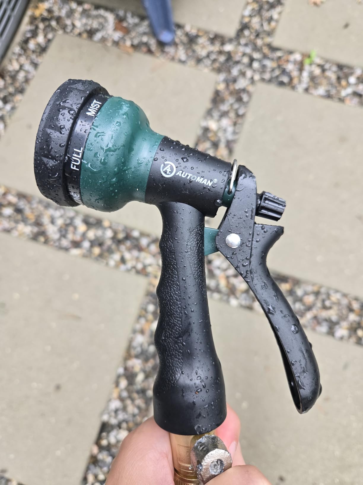 AUTOMAN Garden Hose Nozzle, ABS Water Spray Nozzle with 7 Adjustable Watering Patterns, Slip Resistant for Watering Plants, Lawn & Garden, Washing Cars, Cleaning, Showering Pets & Outdoor Fun customer photo 2