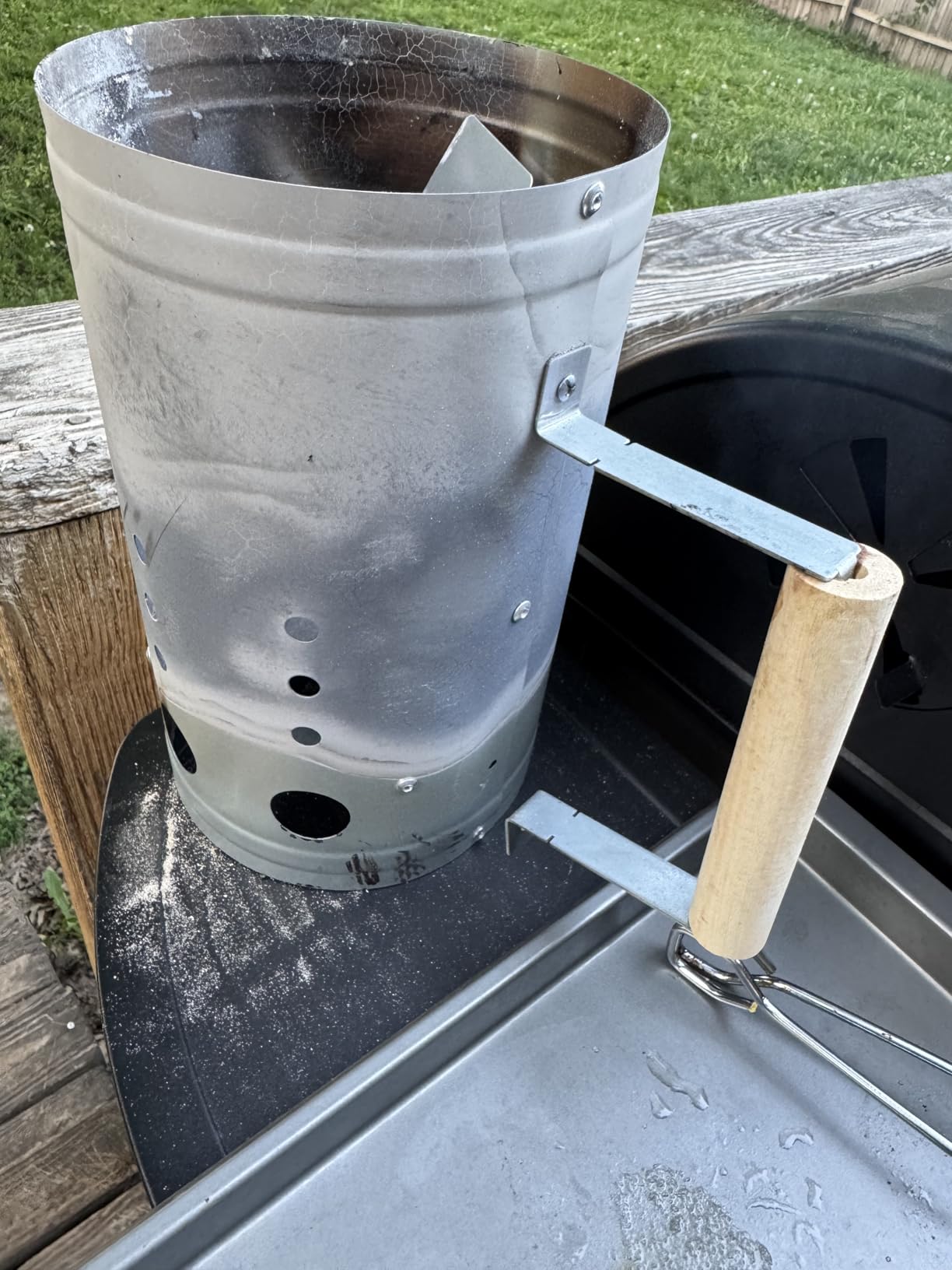 Charcoal Chimney Starter Kit with Blower and Fire Cubes(11.5x7) | Includes 32 fire cubes, heat-resistant gloves and blower; zinc-plated steel chimney features a wooden handle and heat shield. customer photo 1