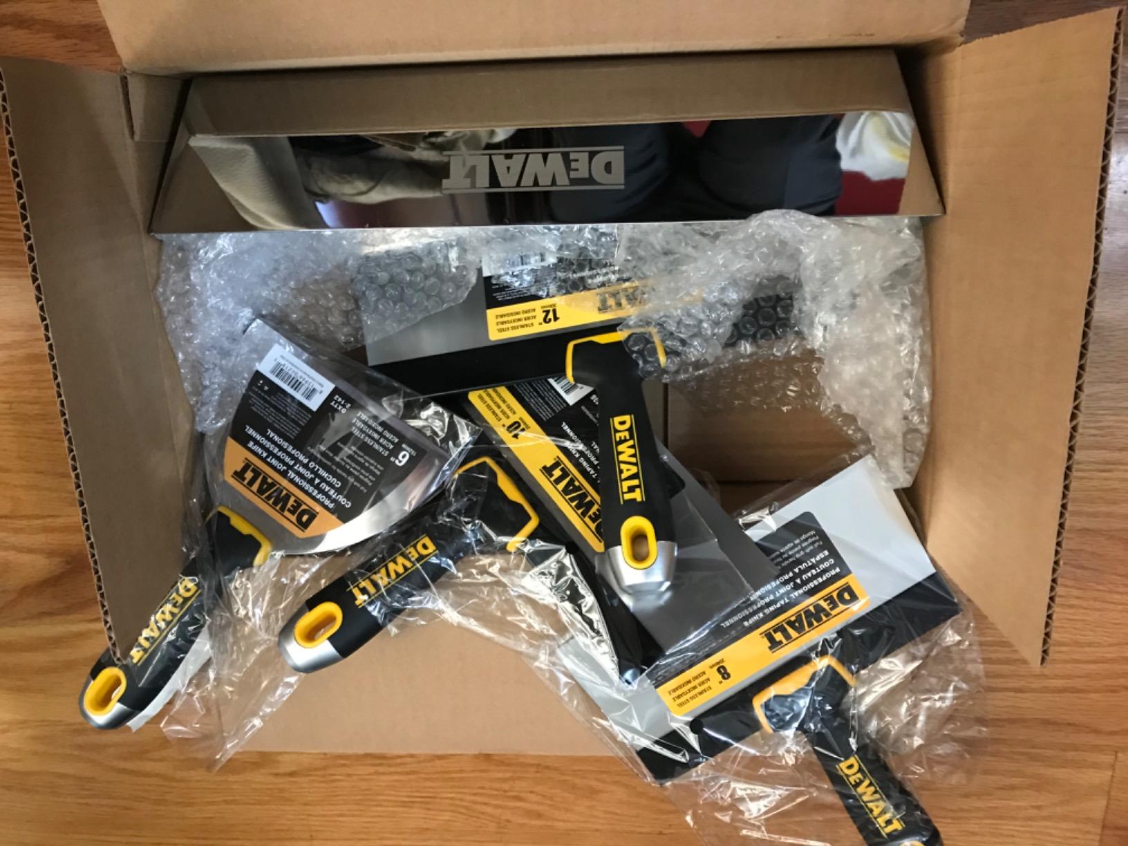 DEWALT Stainless Steel Taping Knife & Mud Pan Set | 8,10,12 Inch Taping Knives, 14 Inch Mud Pan, BONUS 6