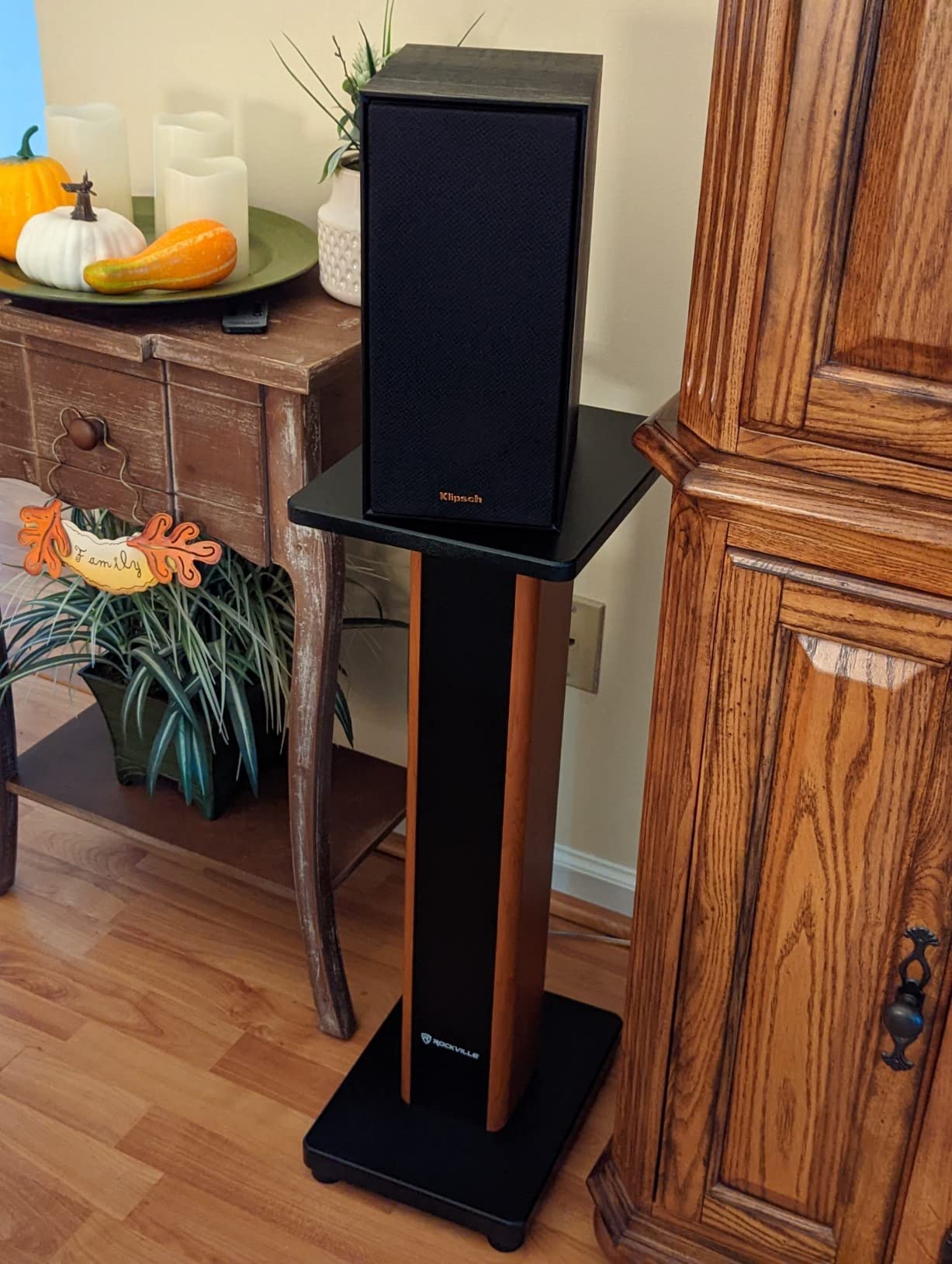 Rockville Pair RHT28 28 Inch Bookshelf Speaker Stands, 60 lbs Capacity, Surround Sound Home Theater, Premium Wood, Dual Top Plates, Sand-Fillable, for Audiophiles and Studio Monitors customer photo 1