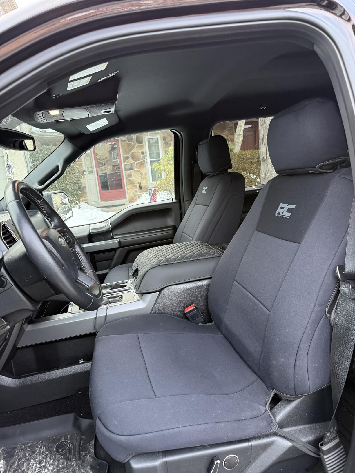 Rough Country Neoprene Seat Covers for 15-22 F-150 | 17-22 Super Duty - 91016, Black, Front customer photo 1