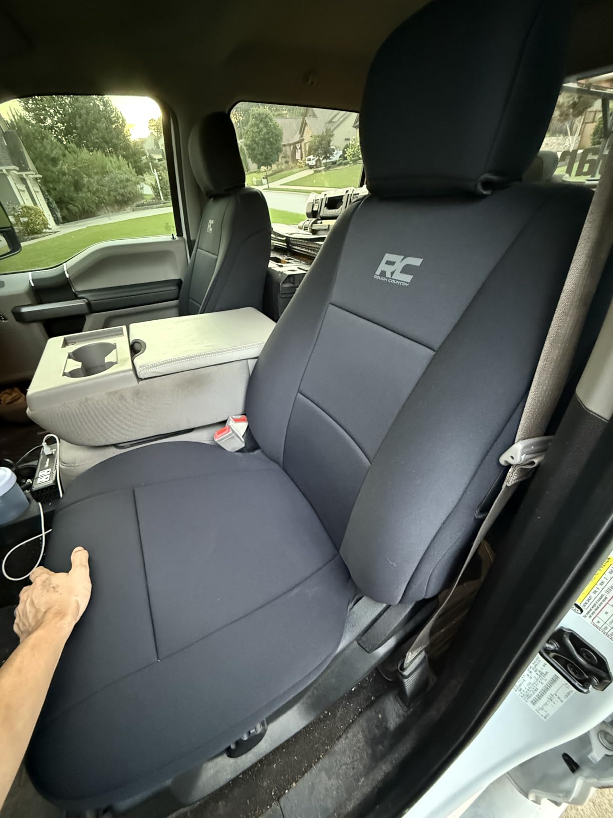 Rough Country Neoprene Seat Covers for 15-22 F-150 | 17-22 Super Duty - 91016, Black, Front customer photo 2