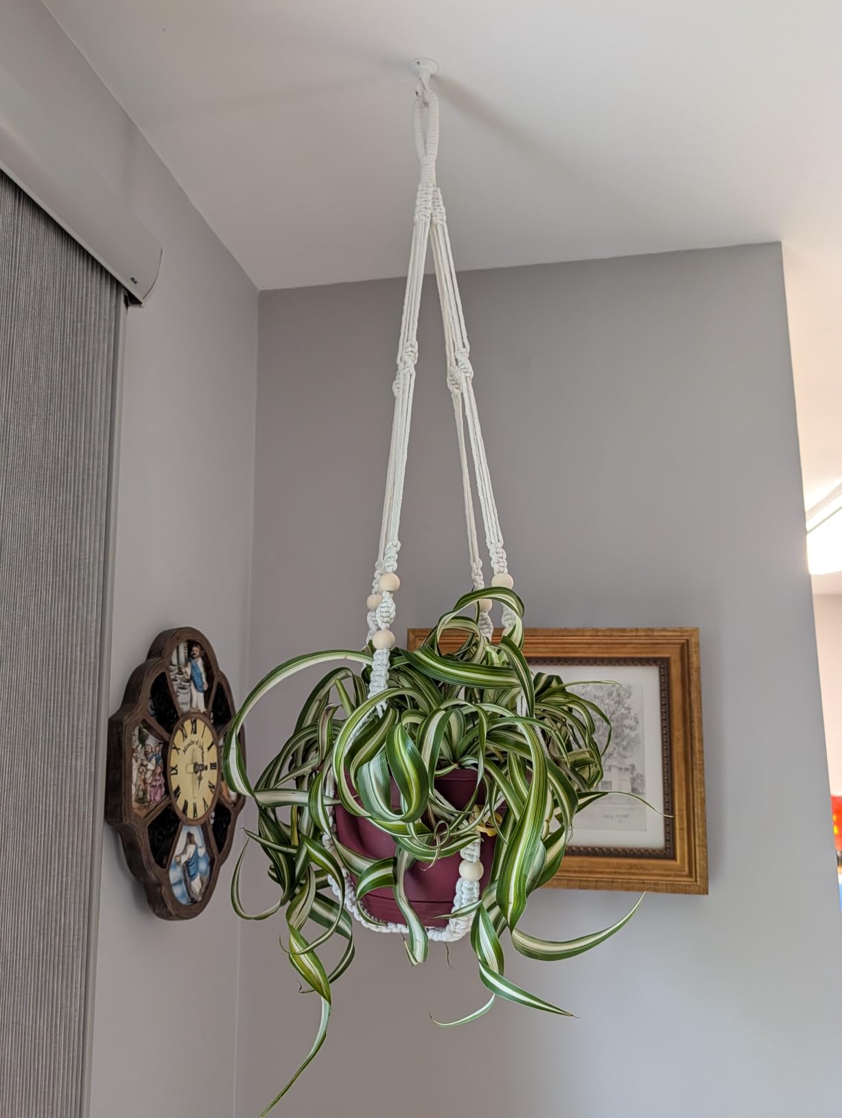 Mkono Macrame Plant Hanger Indoor Hanging Planter Basket with Wood Beads Decorative Flower Pot Holder No Tassels for Indoor Outdoor Boho Home Decor 35 Inch, Ivory, Set of 2 (POTS NOT Included) customer photo 1