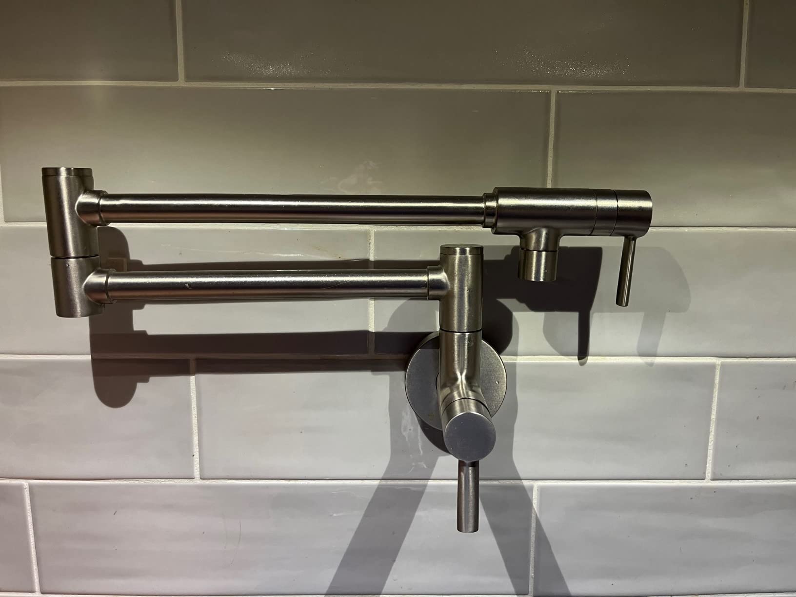 Moen S665BL Modern Wall Mount Folding Swing Arm Pot Filler, Double Jointed Kitchen Stove Faucet, Matte Black customer photo 2