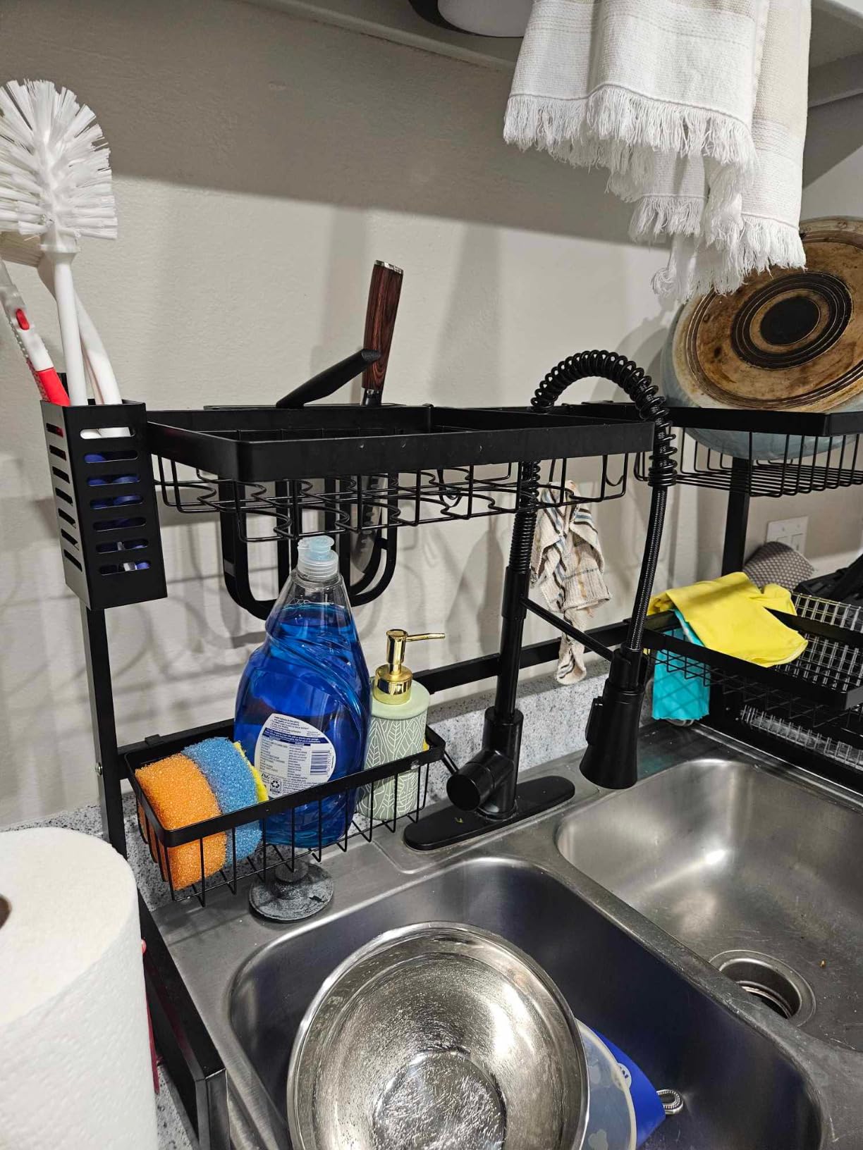 KES 30-Inch Kitchen Pot Rack - Mounted Hanging Rack for Kitchen Storage and Organization - Matte Black 2-Tier Wall Shelf with Guard Rail for Pots and Pans Organizer with 12 Hooks customer photo 1