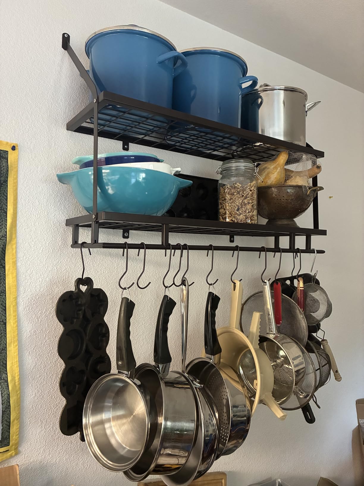 KES 30-Inch Kitchen Pot Rack - Mounted Hanging Rack for Kitchen Storage and Organization - Matte Black 2-Tier Wall Shelf with Guard Rail for Pots and Pans Organizer with 12 Hooks customer photo 2