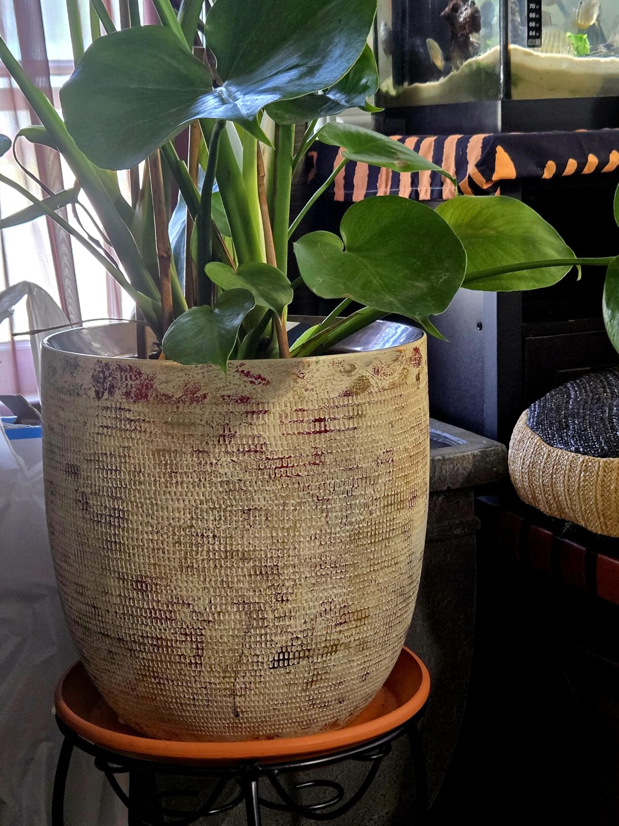 Creative Co-Op Large Matte White Embossed Stoneware Planter customer photo 2