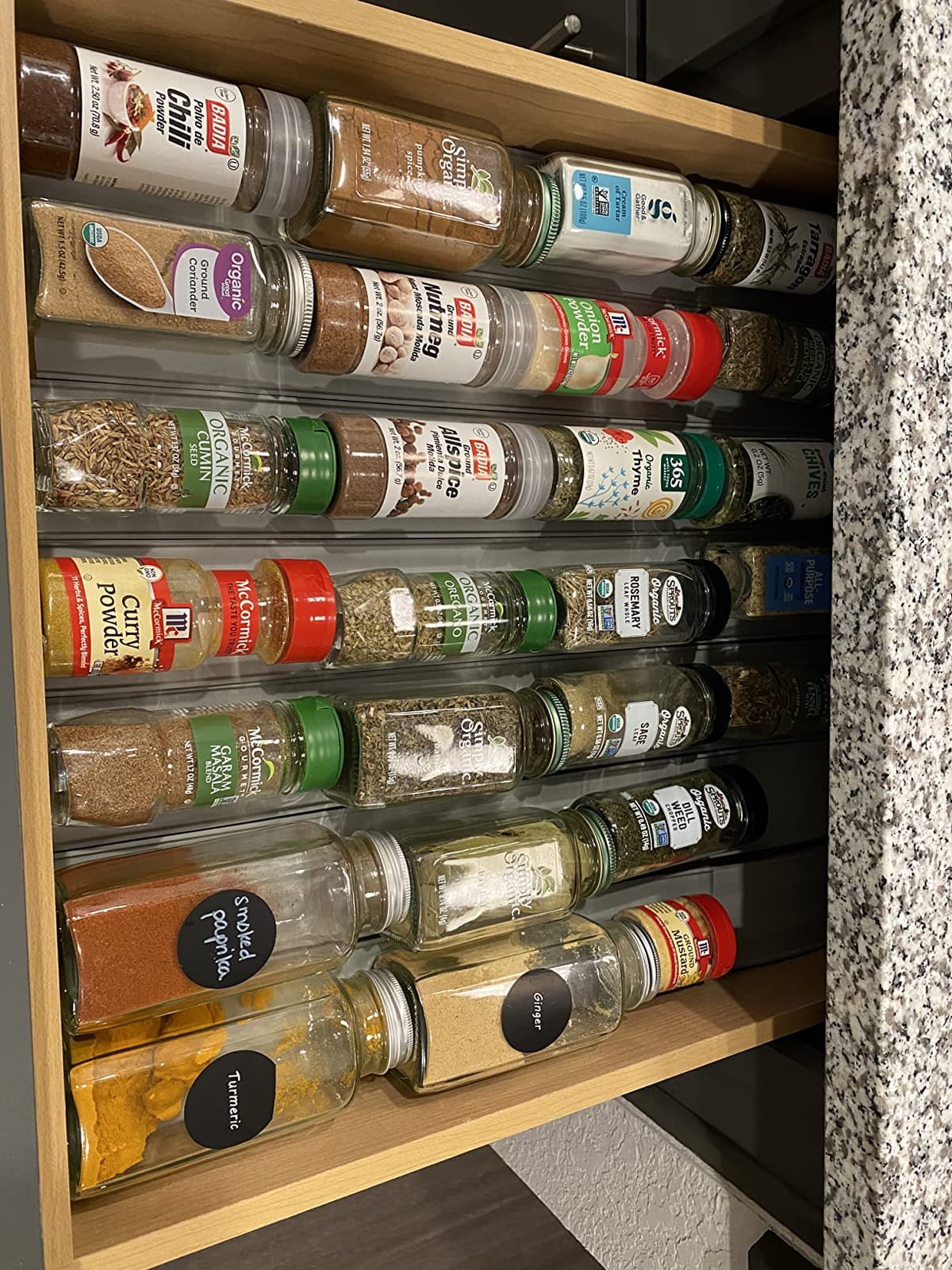 YouCopia SpiceLiner Spice Rack Drawer Organizer (Universal Fit 10' Roll), Gray customer photo 1