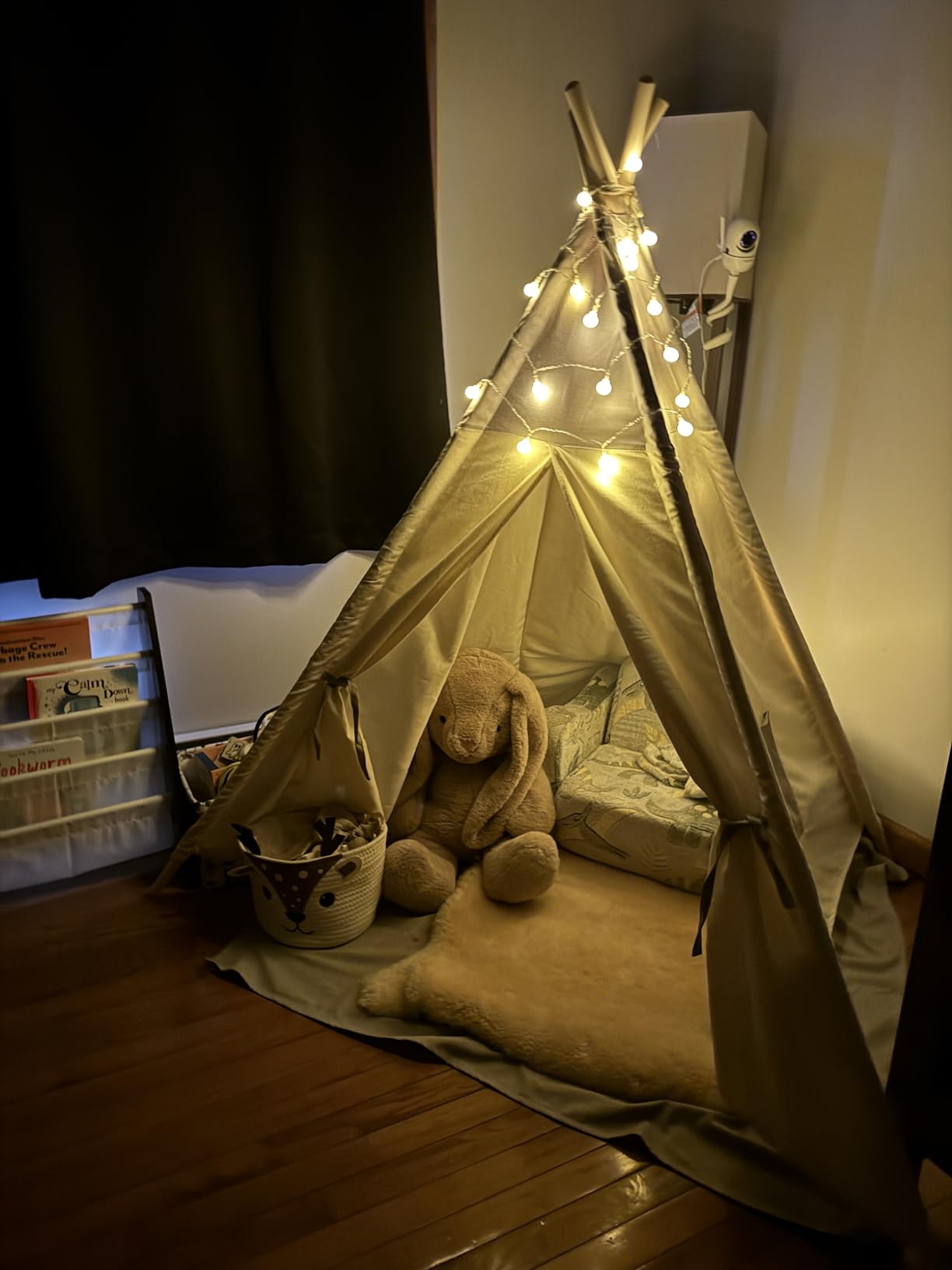 besrey Teepee Tent for Kids, Cotton Canvas Play Tent with Lights & Mat, Sturdy Toddler Tipi Tent Playhouse for Boys Girls, Foldable Indoor Outdoor Camping Reading Hideaway customer photo 2