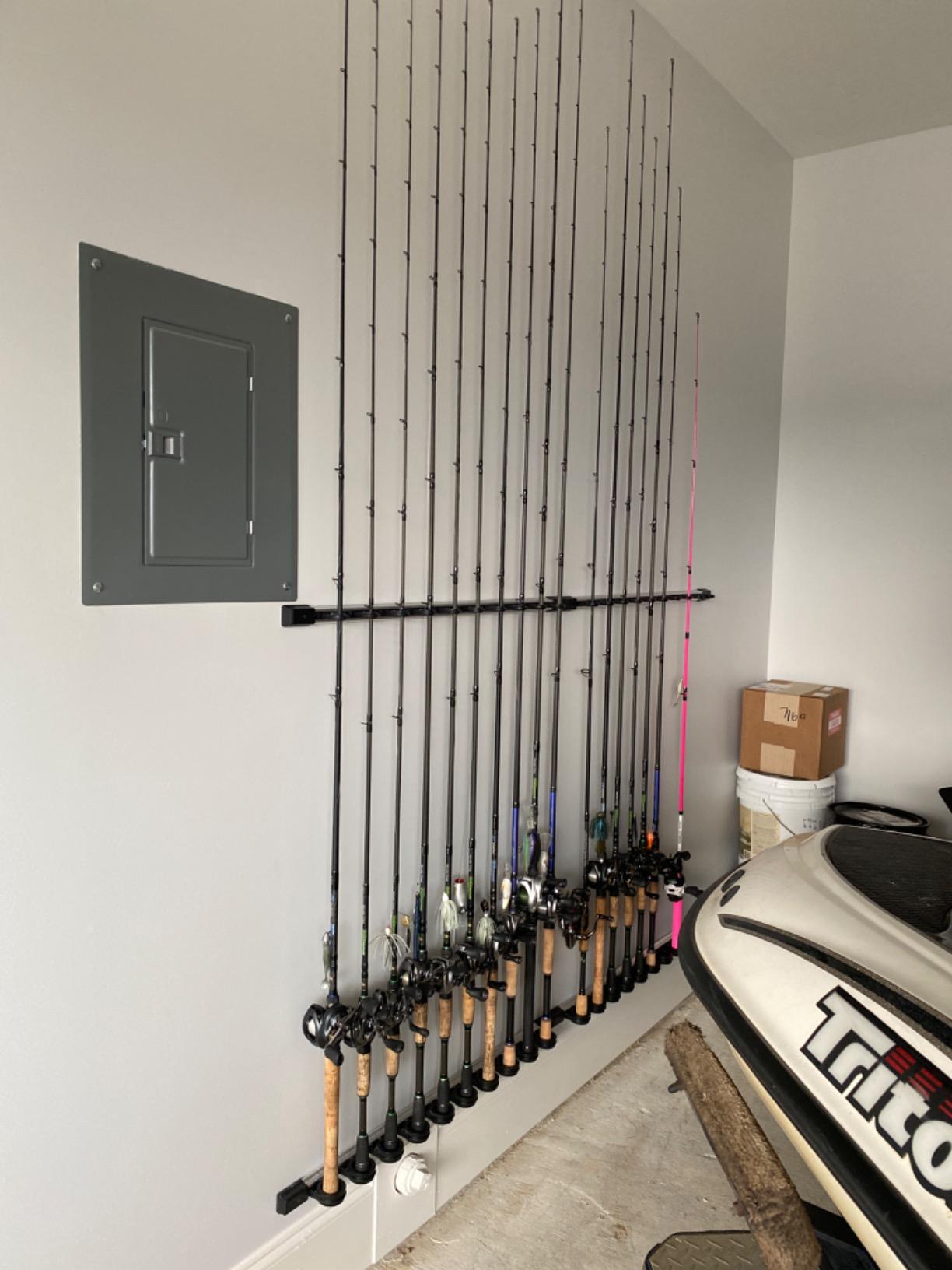 Rush Creek Creations Fishing Rod Holder, Garage Organization and Wall Storage, for Reels, Gear and Accessories (Vertical/Horizontal Rack) customer photo 2