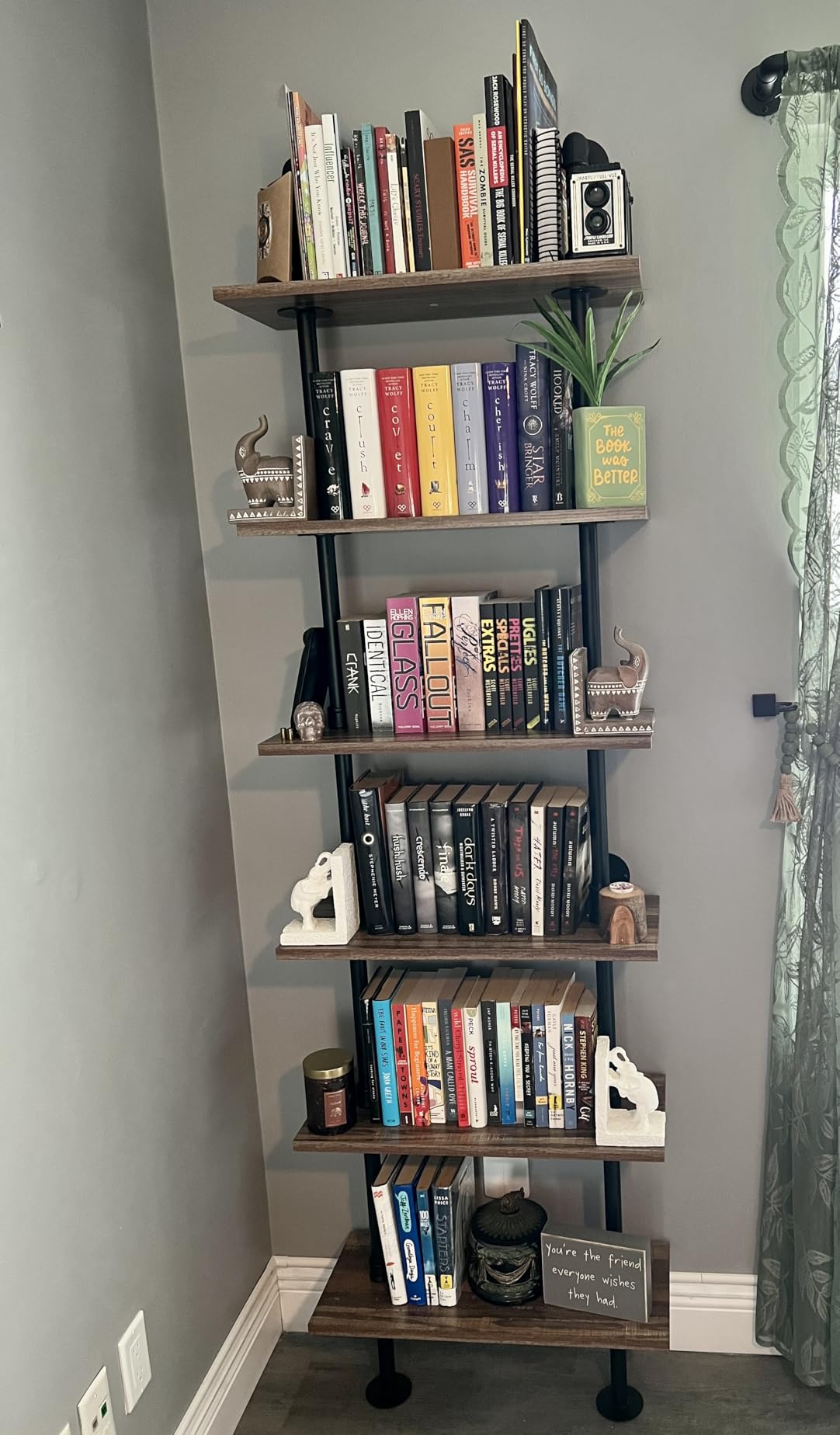 Hombazaar Industrial Pipe Bookshelf, 6 Tier Pipe Shelving for Living Room customer photo 1