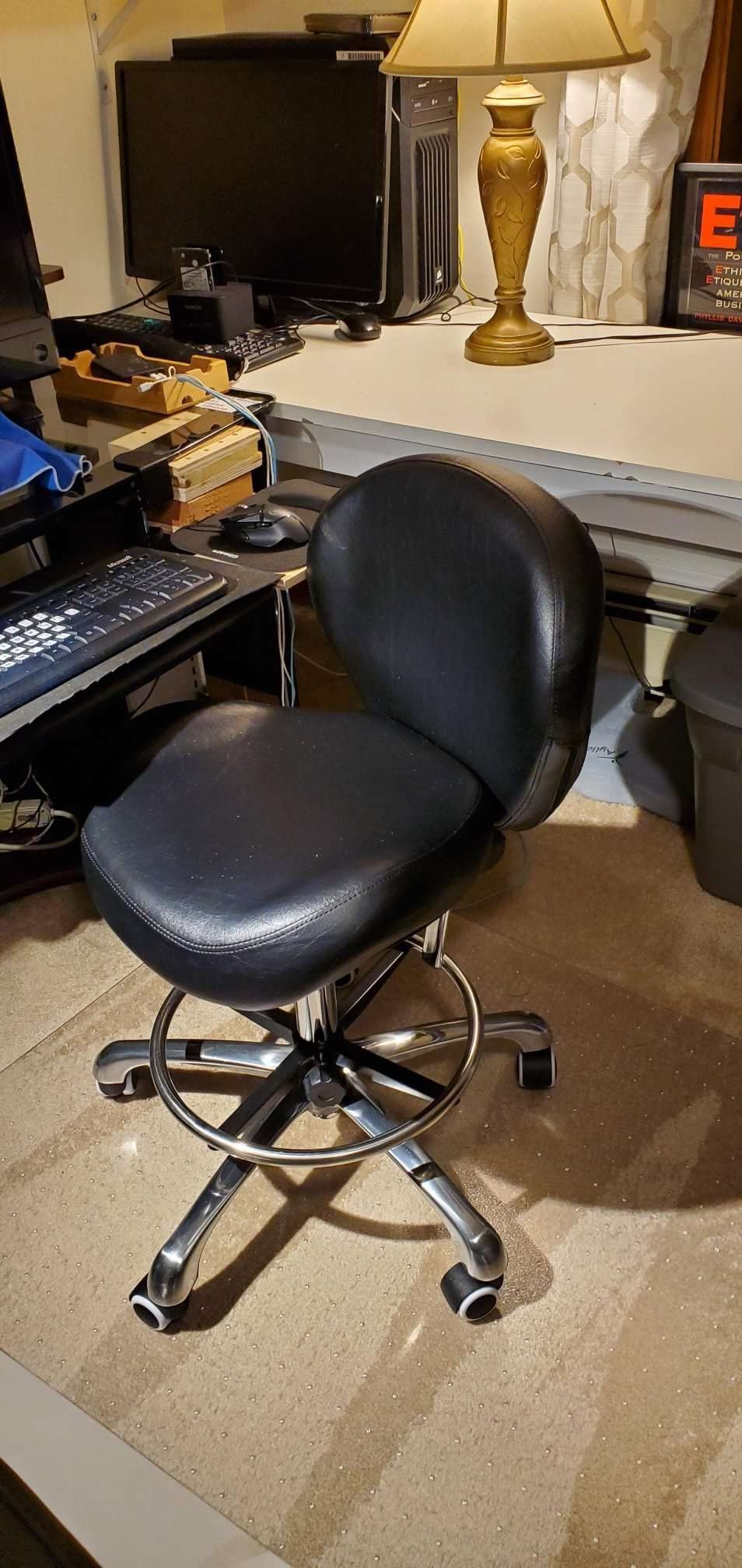 Kaleurrier Adjustable Stools Drafting Chair: with Back Support & Foot Rest | Ergonomic Design - Heavy Duty 400 lb Weight Capacity - for Professionals customer photo 1