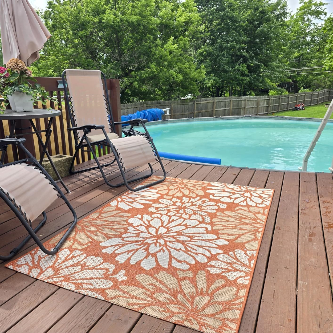 JONATHAN Y Floral Textured Weave Indoor Outdoor Area Rug 8X10 Navy/Green, Zinnia Modern for Backyard, Patio, Porch, Easy-Cleaning, High Traffic, Pet-Friendly, Non-Shedding (SMB110B-8) customer photo 1
