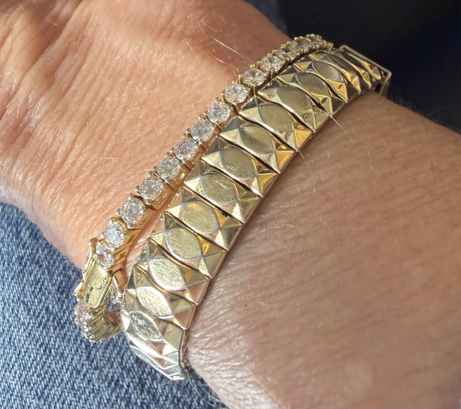 PAVOI 14K Gold Plated 3mm Cubic Zirconia Classic Tennis Bracelet | Gold Bracelets for Women customer photo 2