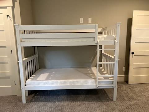 Max & Lily Bunk Bed Twin Over Full Size with Ladder, Solid Wood Platform Bed Frame with Ladder for Kids, 14