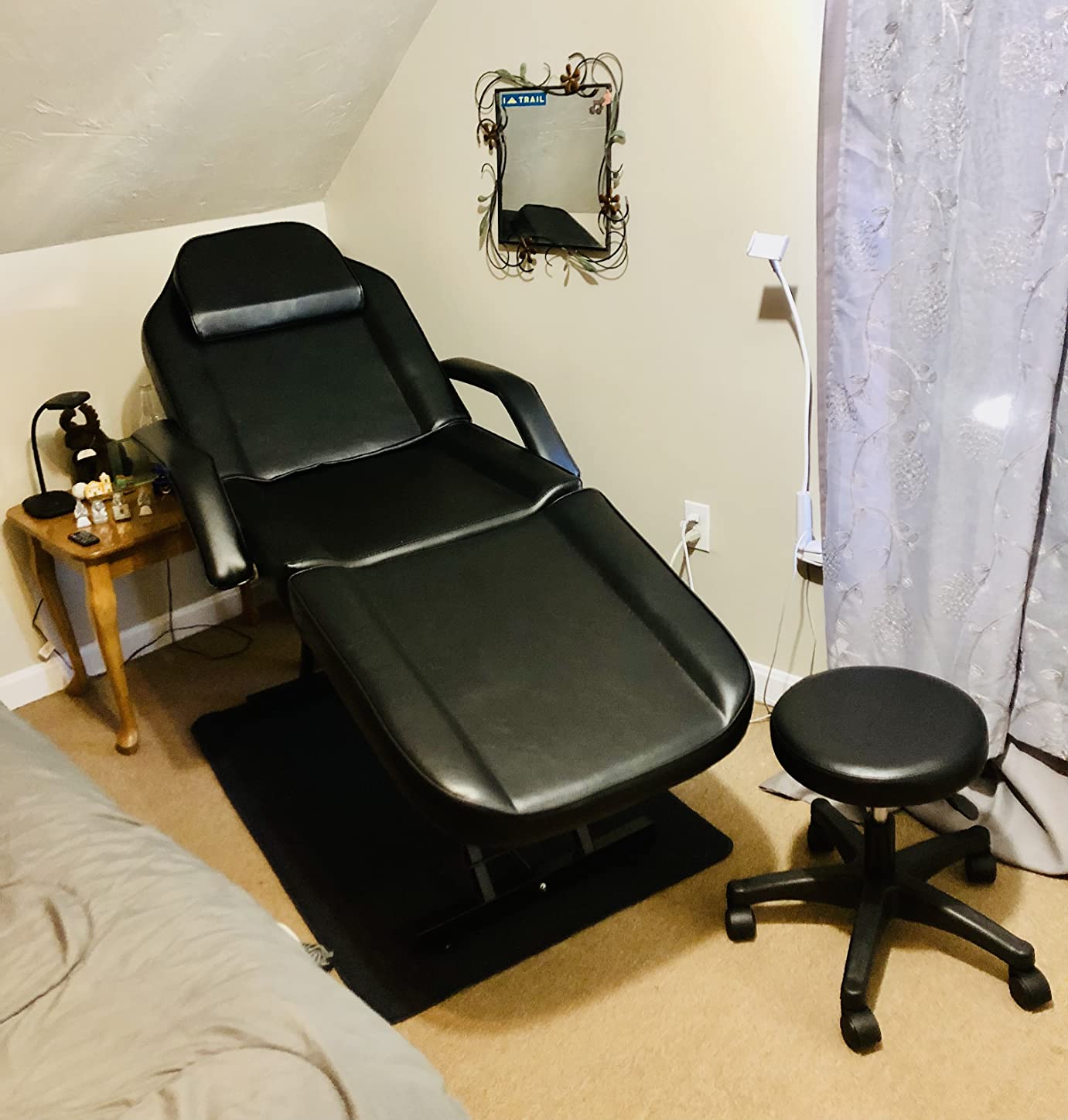 Artist hand Massage Table Adjustable Massage Bed W/Free Barber Stool Spa Bed Salon Massage Equipment Barber Chair Salon Chair (Black) customer photo 2