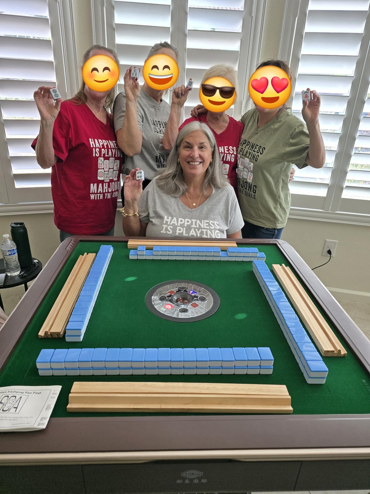 Foldable Ultra-Thin Automatic Mahjong Table with Wheels - Chinese, Filipino and American Style 40mm Numbered Tiles (with Hard Table Cover) customer photo 1