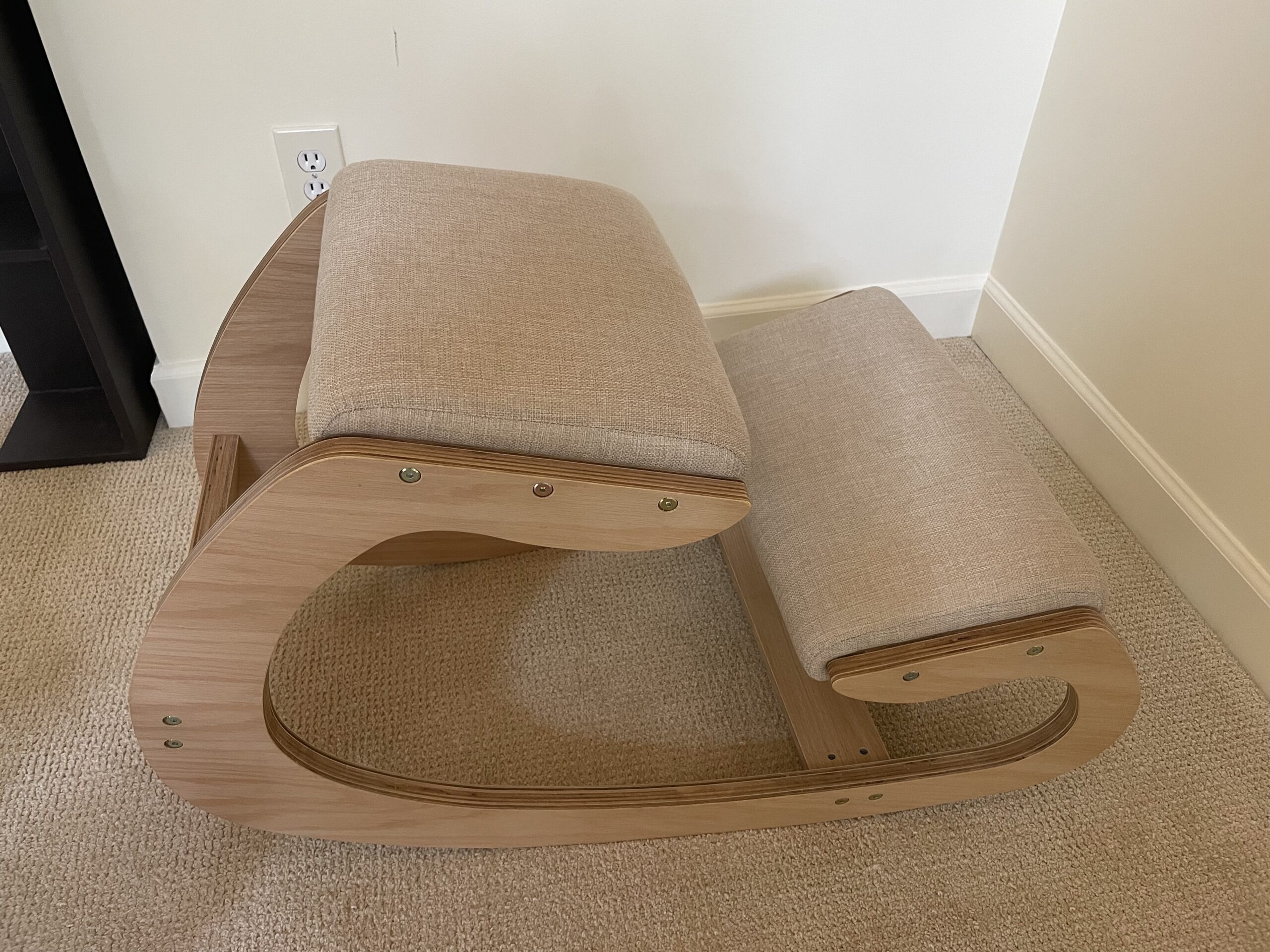 Predawn Adjustable Ergonomic Kneeling Chair - Custom Height Rocking Posture Stool with Thick Cushions, Solid Wood Frame, Knee Support Seat for Adults, Office or Meditation Use (White Oak) customer photo 2