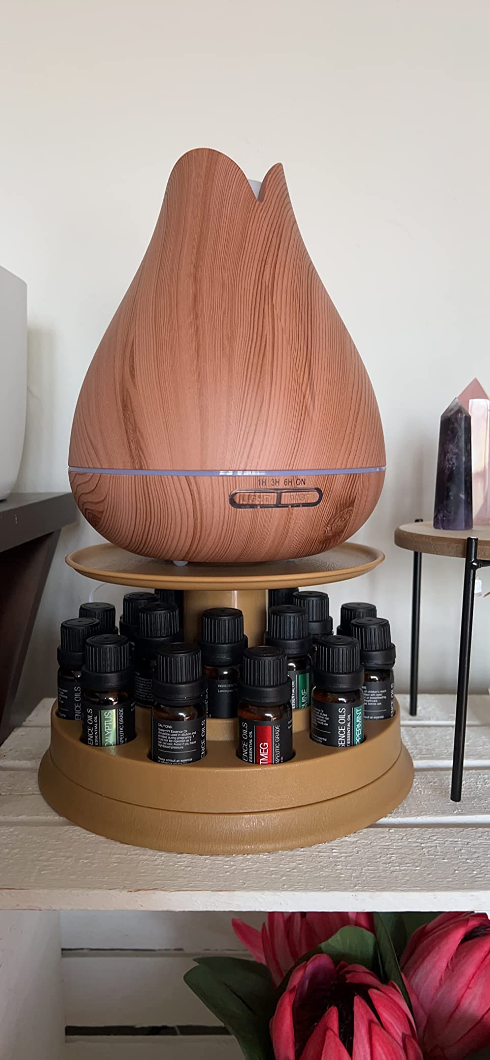 Aromatherapy Essential Oil Diffuser Gift Set with 20 Oils and Rotating Display Stand - 400ml Ultrasonic Diffuser with 20 Essential Plant Oils - 4 Timer & 7 Ambient Light Settings customer photo 2