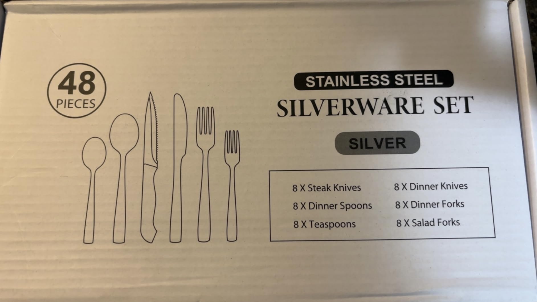 HIWARE 48-Piece Silverware Set with Steak Knives for 8, 18/8 Stainless Steel Flatware Cutlery Set For Home Kitchen Restaurant Hotel, Kitchen Utensils Set, Mirror Polished, Dishwasher Safe customer photo 2