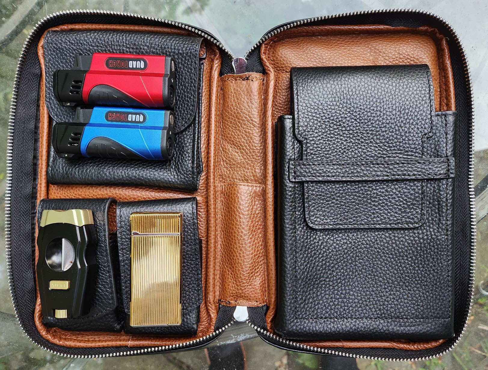 FIREDOG Cigar Pouch, Genuine Leather Travel Portable Cigar Case Box for Father's Day, Men, Husband (Holds 5-6 Cigars, Black) customer photo 1