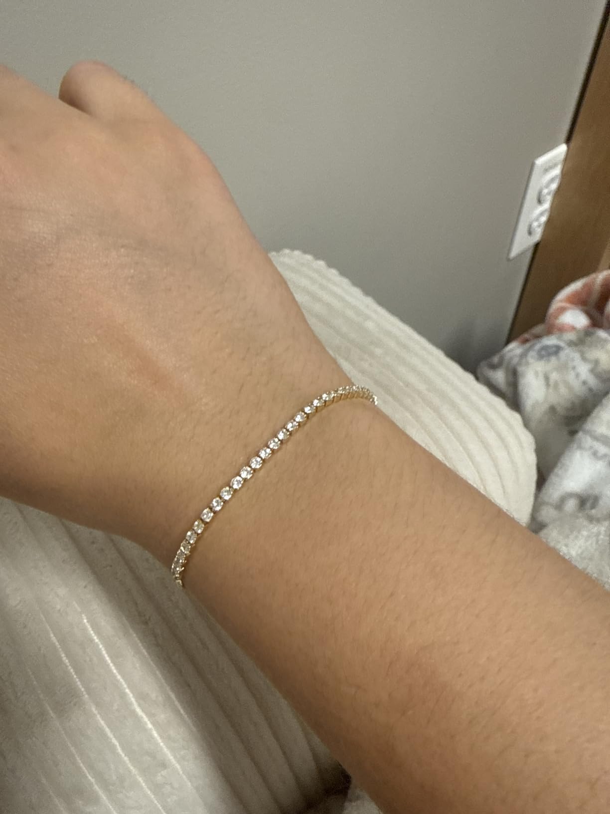 PAVOI 14K Gold Plated Cubic Zirconia Classic Tennis Bracelet for Women | Adjustable Slider customer photo 1