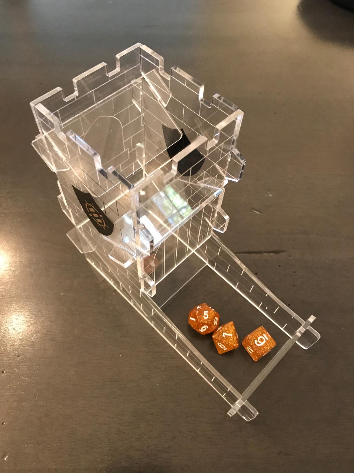 ENHANCE Dice Tower and Tray for Tabletop RPG Games - Portable Roller with Castle Tower Design, Roll Up to 14 Standard Dice at Once - Etched Castle Rolling Tray Great for Game Nights customer photo 2