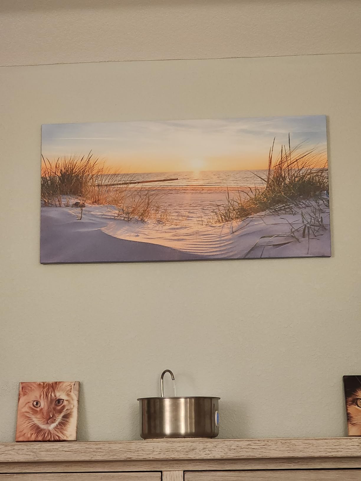 Canvas Wall Art For Living Room Super Large Size Wall Decor For Office Canvas Art Framed Pictures Artwork Blue Sun Beach Grass Ocean Landscape Paintings Bedroom Decor Seascape Draw Home Decorations customer photo 1