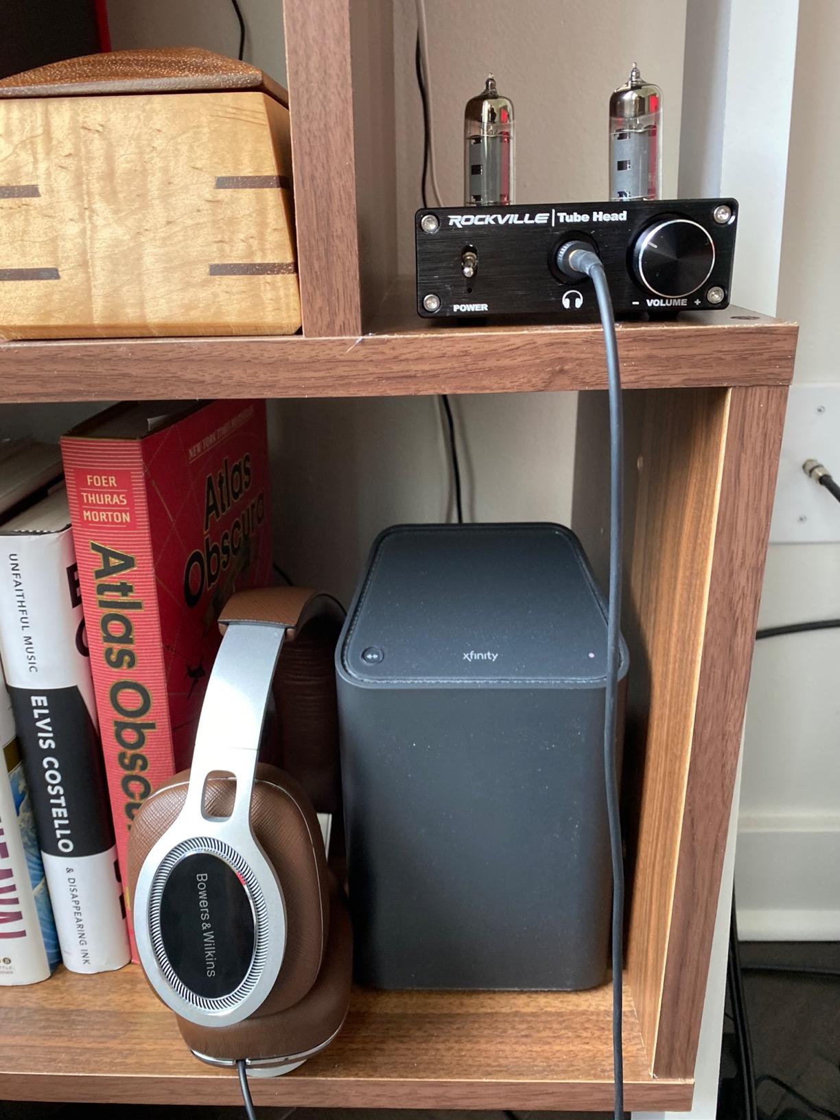 Rockville TubeHead Tube Headphone Amplifier, 6K4, 16-600 Ohms, 180mW | RCA and 3.5mm Inputs, 6.35mm Output, 0.03% THD, 106dB S/N, Volume Control, Compact 1.02 lbs, Dual Input Select customer photo 1