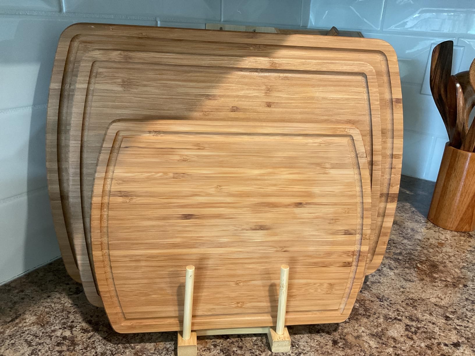 INDESTRUCTIBLE Extra Large Bamboo Cutting Board Set of 3 with Vertical Grain Strength Technology - XL Wood Cutting Boards for Kitchen and Lightweight Chopping Board Set - Replacements for Life customer photo 2