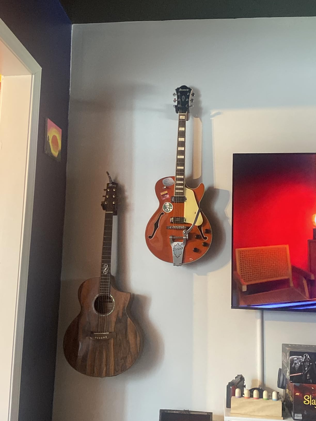 Guitar Wall Mount 2 Pack, Wood Guitar Hanger Wall Hook with Screws | Guitar Wall Hook Stand, Guitar Holder Wall Mount Hanger for Acoustic Guitar, Electric Guitar, Banjo, Bass, Mandolin customer photo 1