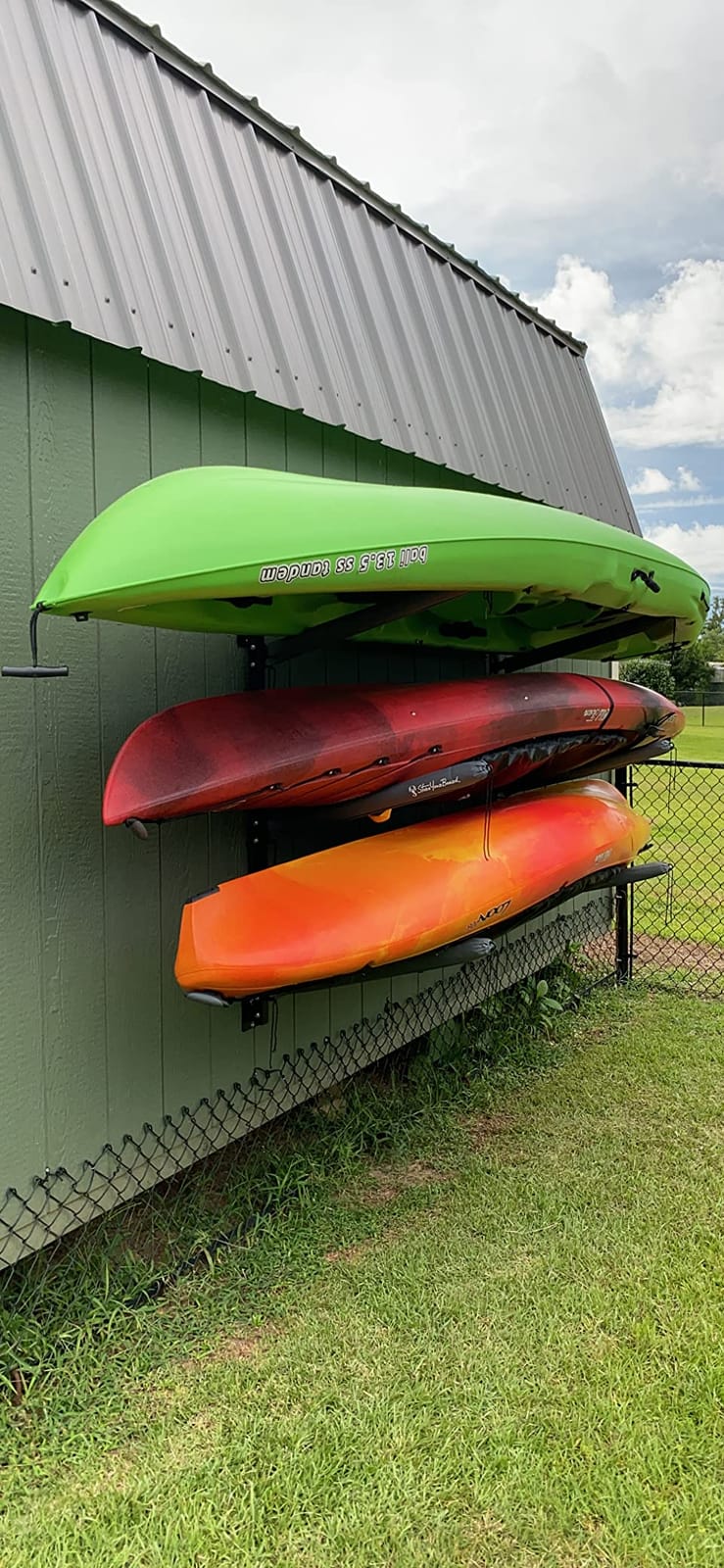 StoreYourBoard Kayak Storage Rack Wall Mount, Holds 4 Kayaks, Padded Arms | Kayak Wall Rack, Outdoor Kayak Storage, Wall Mount Rack, Stainless Hardware, Adjustable Levels customer photo 1