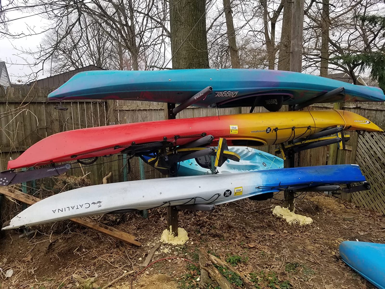 StoreYourBoard Kayak Storage Rack Wall Mount, Holds 4 Kayaks, Padded Arms | Kayak Wall Rack, Outdoor Kayak Storage, Wall Mount Rack, Stainless Hardware, Adjustable Levels customer photo 2