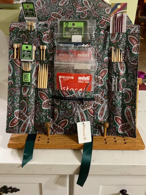 PACMAXI Knitting Needles Organizer Foldable Knitting Needles Storage Case | Roomy carry bag for sewing, knitting and craft tools. Multiple pockets. Tools not included. Holds 14