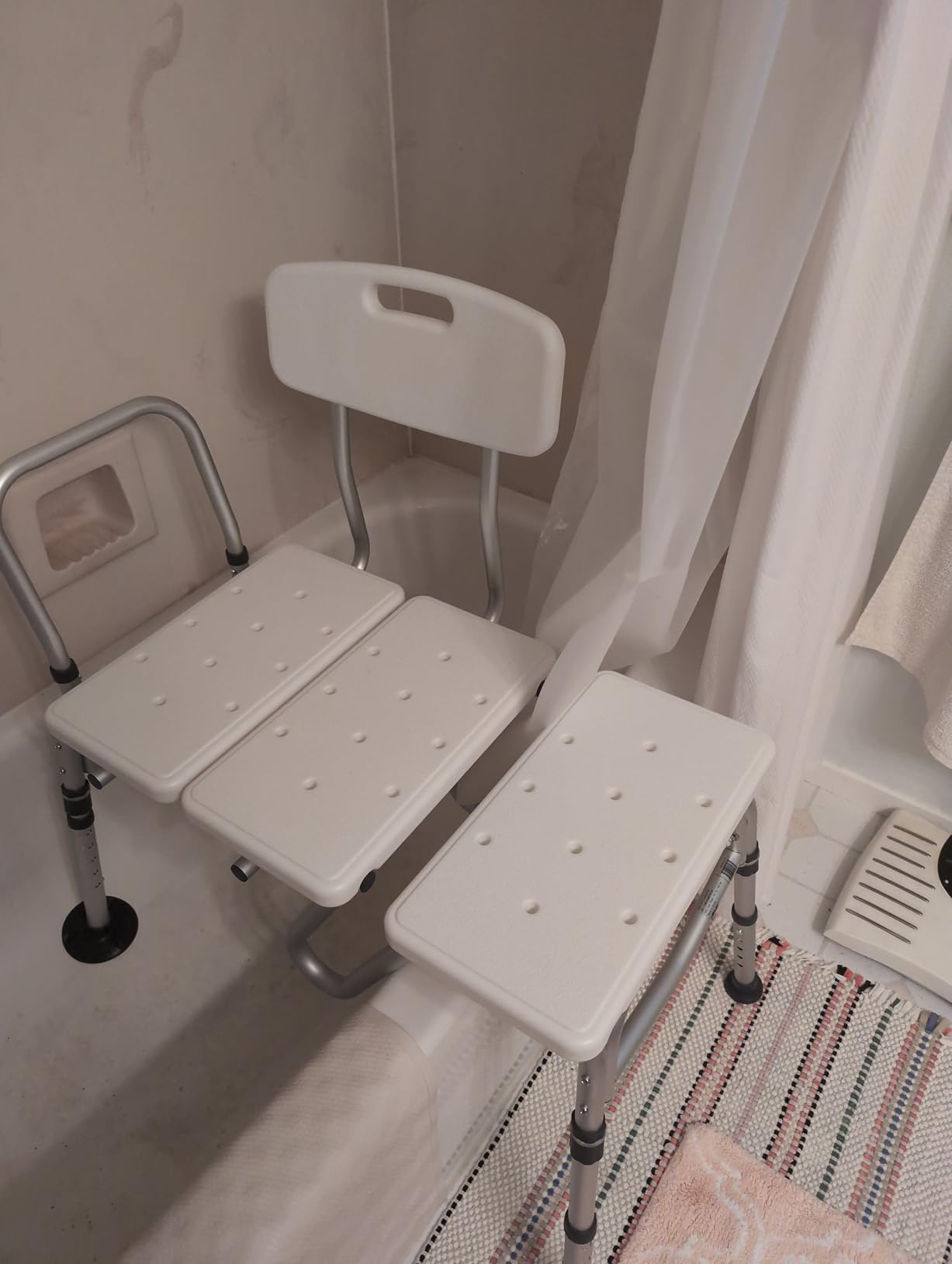 Drive Medical Splash Defense Tub Transfer Bench, Adjustable Height, White | Tub Transfer Bench Featuring U-Shaped Curtain Guard and 400 Lb Weight Capacity for Safety Daily for Everyday Use customer photo 1