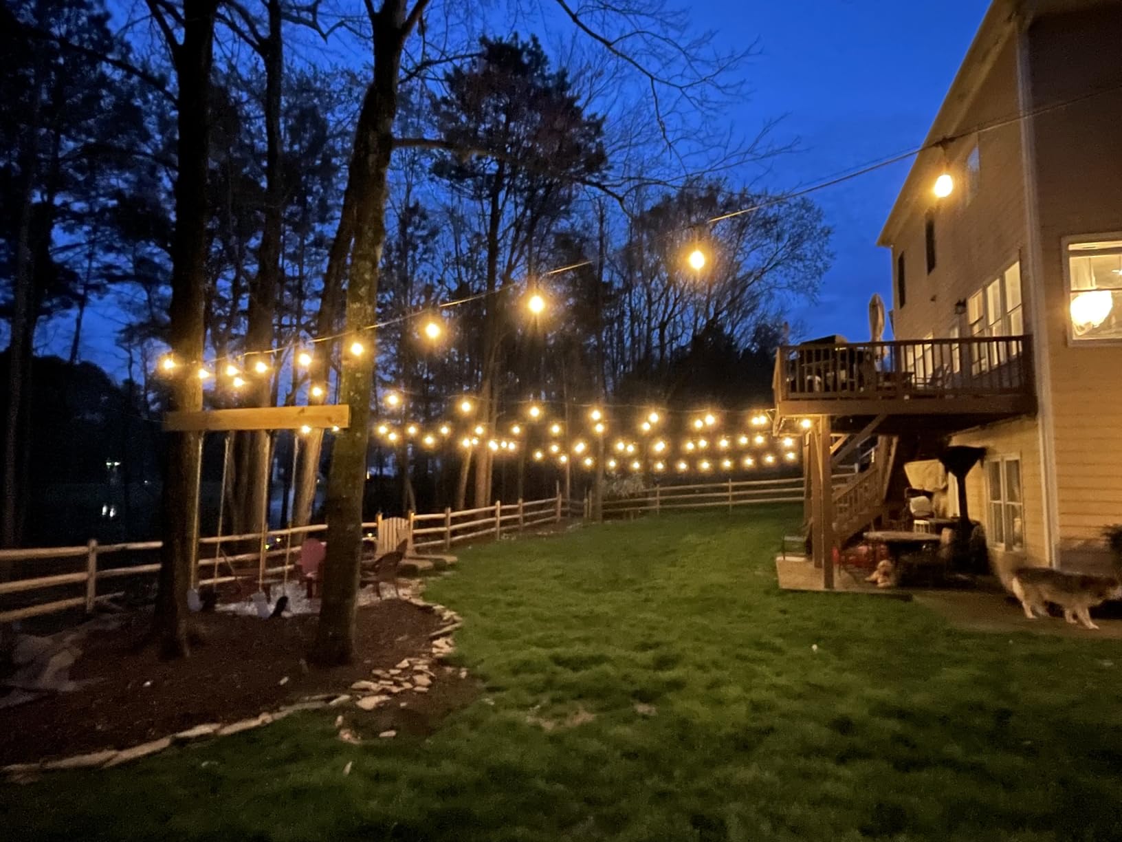 Svater 48 FT Outdoor String Lights 2W, Commercial Grade Patio Light with 15 pc Edison Shatterproof Bulbs, IP65 Waterproof LED Hanging Lighting for Bistro Cafe Market Outside Backyard, Warm White 2700K customer photo 1