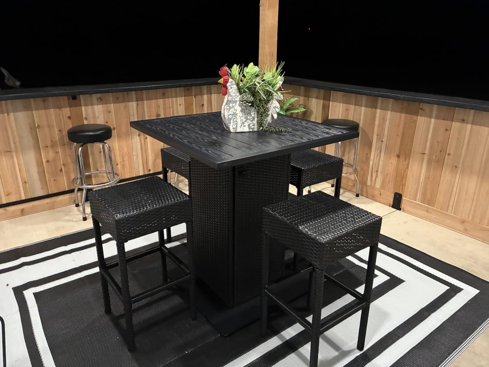 Best Choice Products 5-Piece Outdoor Wicker Bar Table Set for Patio, Poolside, Backyard w/Built-in Bottle Opener, Hidden Storage Shelf, Metal Tabletop, 4 Stools - Gray customer photo 1