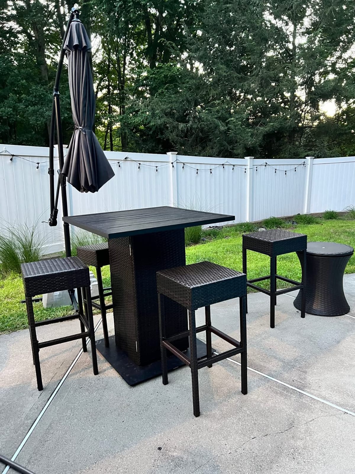Best Choice Products 5-Piece Outdoor Wicker Bar Table Set for Patio, Poolside, Backyard w/Built-in Bottle Opener, Hidden Storage Shelf, Metal Tabletop, 4 Stools - Gray customer photo 2